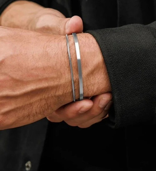 925 Ayar Gümüş Old Money Bileklik & Bilezik Set • Made In Italy • Luxury Silver