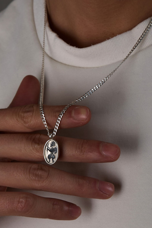 925 Ayar Gümüş Hiyeroglif Savaşçı Dodge Kolye