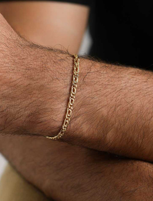 14 K Gold Kaplama 925 Ayar Gümüş Old Money İtalyan Kuş Gözü Bileklik