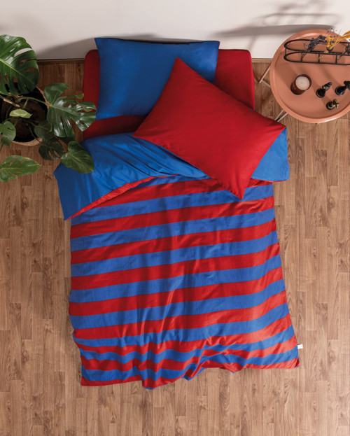 Popping Colors Tek Kişilik Lastikli Çarşaflı Nevresim Takımı Blaze Kırmızı