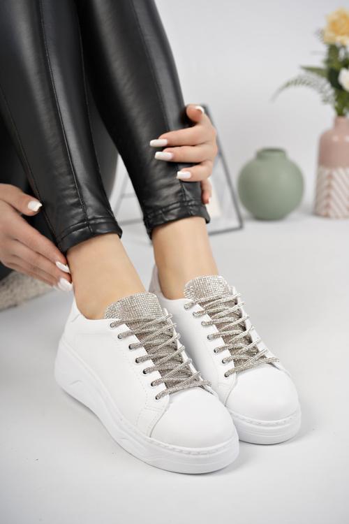 Reina Kadın Garantili Günlük Yürüyüş Rahat ve Tarz Kalın Taban Bağcıklı Sneaker Spor Ayakkabı