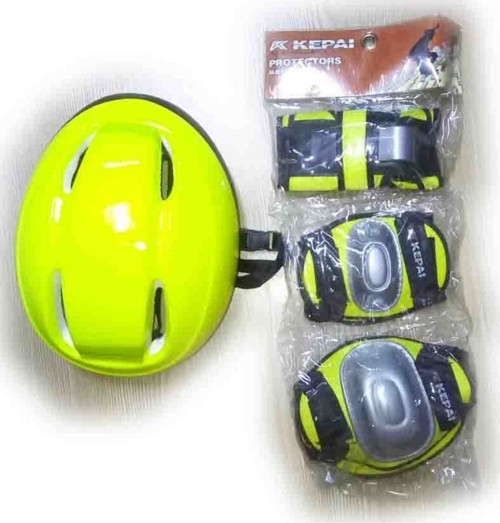 Sarı Kask Dizlik Dirseklik Eldiven Koruyucu Set