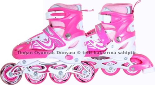 Işıklı Metal Gövdeli Ayarlanabilir Pembe Alıştırma Pateni 30-33