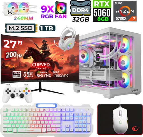 Sword X55 Ryzen 7 5700X 32GB Ram 1TB M.2 NVMe SSD 8GB RTX5060 Sıvı Soğutmalı 27" 200Hz Oyuncu Tavsiye Sistem