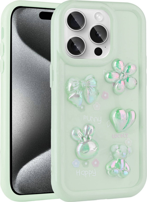 Apple iPhone 15 Pro Kılıf Kabartma Figürlü Parlak Toys Silikon Kılıf