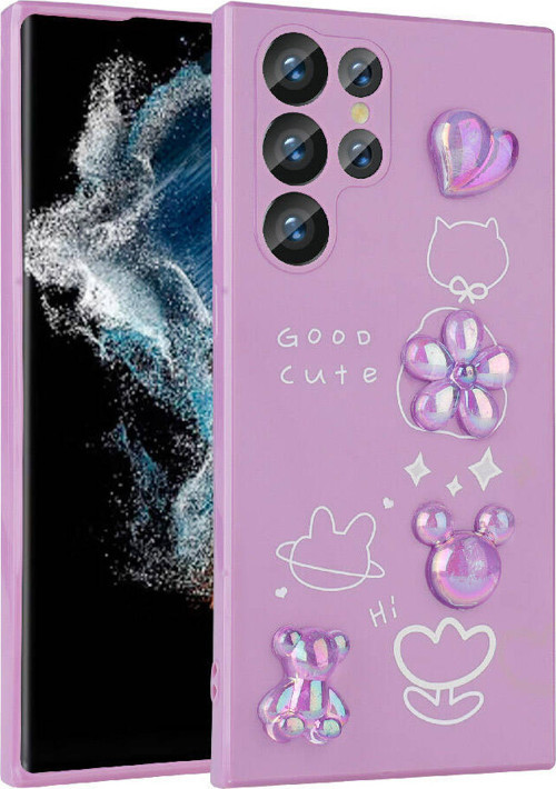Galaxy S22 Ultra Kılıf Kabartma Figürlü Parlak Toys Silikon Kılıf