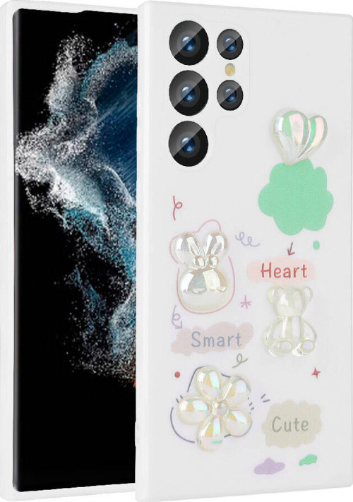 Galaxy S22 Ultra Kılıf Kabartma Figürlü Parlak Toys Silikon Kılıf