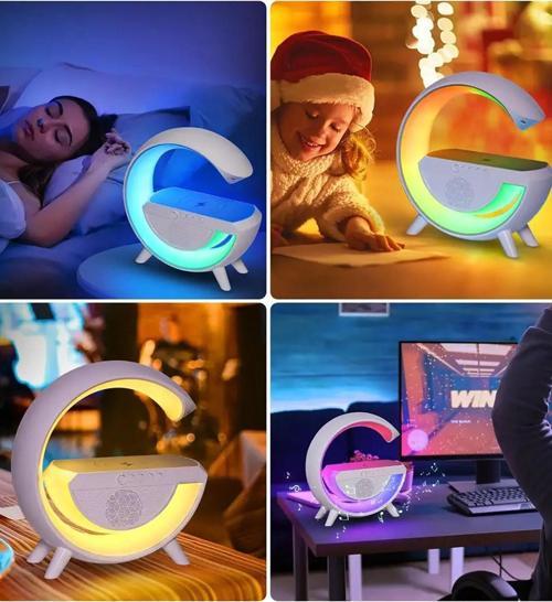 Telefon Şarjlı Bluetooth Hoparlörlü ve Işıklı RGB LED Işıklı Lamba