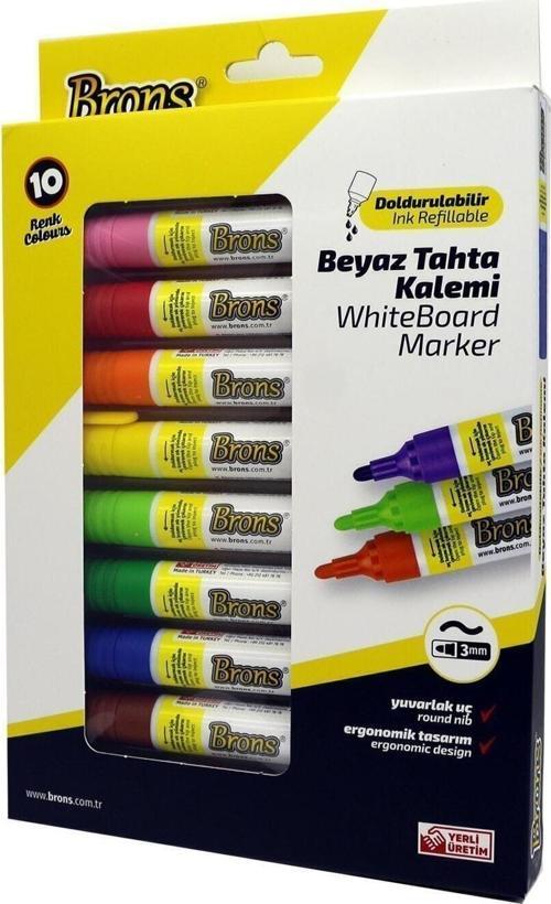 Doldurulabilir Beyaz Tahta Kalemi 10 Renk