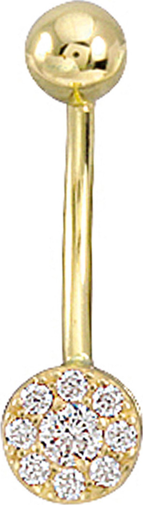 Spor Model Taşlı Altın Göbek Piercingi (PC0080)