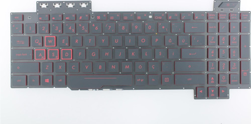 Asus Tuf Gaming Fx505Dt Fx505D Fx505Du ile Uyumlu Notebook Klavye - Siyah - TR - Backlit - Ver.1 (Non-RGB) - Kırmızı Tuş