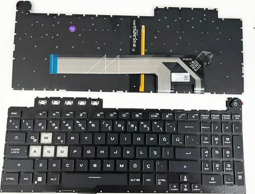 Asus TUF Gaming FA506Q FA506U FA706 FX706 ile Uyumlu Notebook Klavye - Siyah - TR - Backlit - RGB