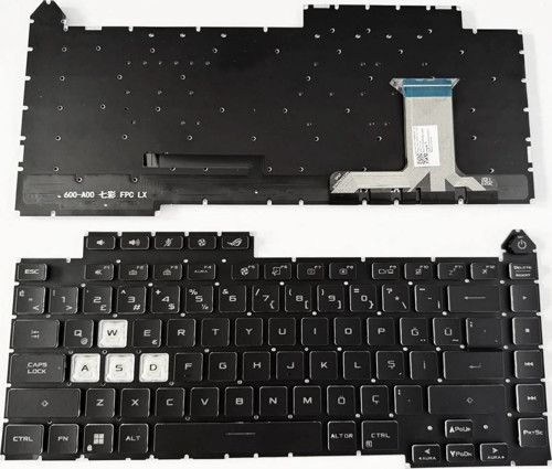 Asus ROG Strix G15 G513RW G513IE G513RC G513IC ile Uyumlu Notebook Klavye - Tuş Takımı / Siyah - TR - Backlit RGB