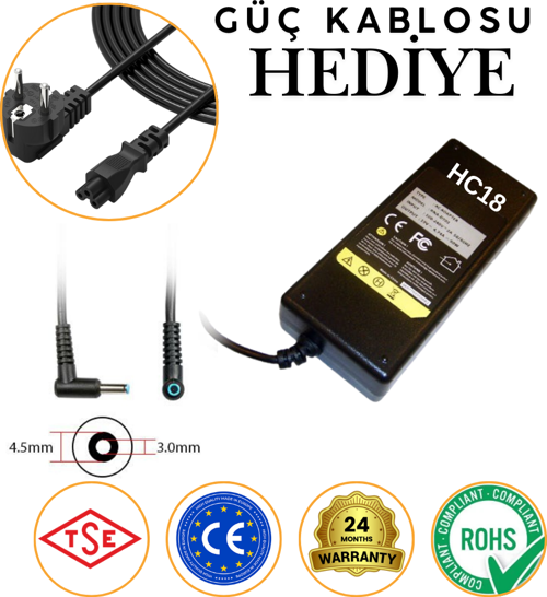 HP 340S G7 (10R29EA)(197M1EA) Notebook Şarj Adaptörü (120W) 19.5V/6.15A
