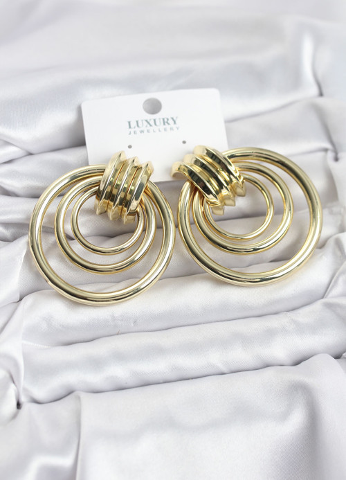 Pirinç Gold Renk Halka Model Vintage Kadın Küpe - EBJ260123W39177