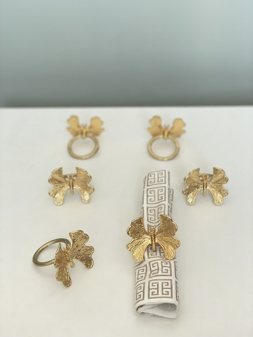 Elta Collection Muse 6 Adet Kelebek Model Peçete Yüzüğü - 6 Lı Peçete Halkası Gold Renk