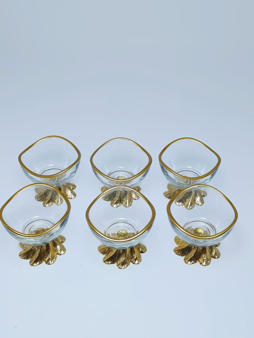 Elta Collection Parıltı Home Collection 6'Lı Metal Ayaklı Gold Lokumluk Reçellik