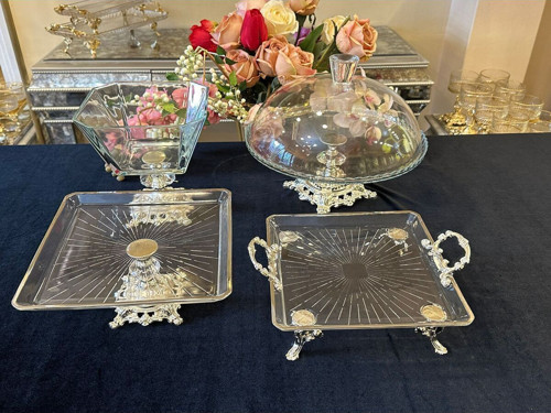 Elta Collection Mavi Damla 4 Parca Gümüş Set