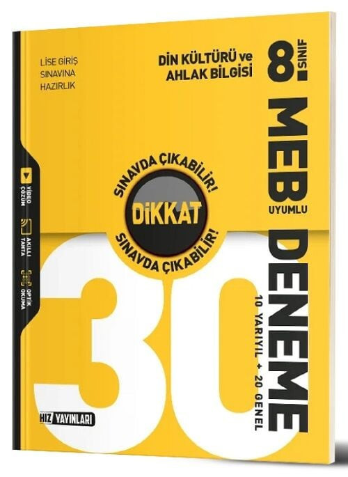 Hız Yayınları 8. Sınıf Din Kültürü ve Ahlak Bilgisi Dikkat Sınavda Çıkabilir 30 Deneme