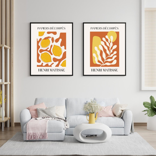 Henri Matisse Dekorları Duvar Tablosu Çerçeveli 2'li Set Siyah Renk 35 x 50 Boyut/Ebat