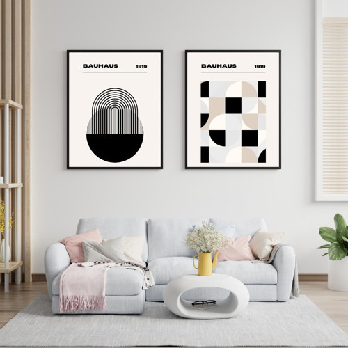 Bauhaus Minimalist  Duvar Tablosu Çerçeveli 2'li Set Siyah Renk 21 x 30 Boyut/Ebat