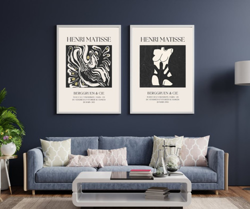 Henri Matisse Duvar Tablosu Çerçeveli 2'lü Set Beyaz Renk 35 x 50 Boyut/Ebat