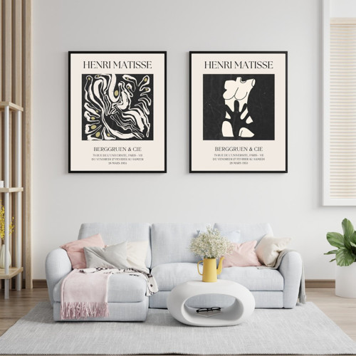 Henri Matisse Duvar Tablosu Çerçeveli 2'lü Set Siyah Renk 21 x 30 Boyut/Ebat