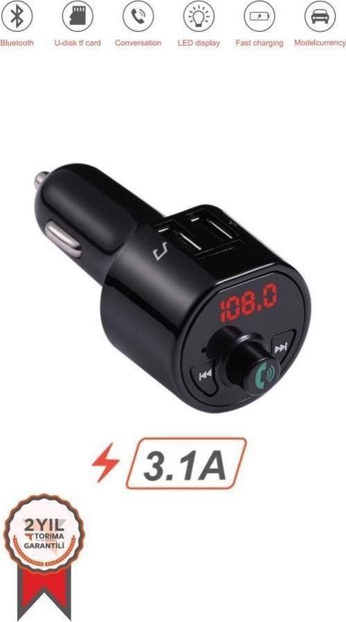 G10 PD Şarj Özellikli Dijital Göstergeli Bluetooth Fm Transmitter Siyah