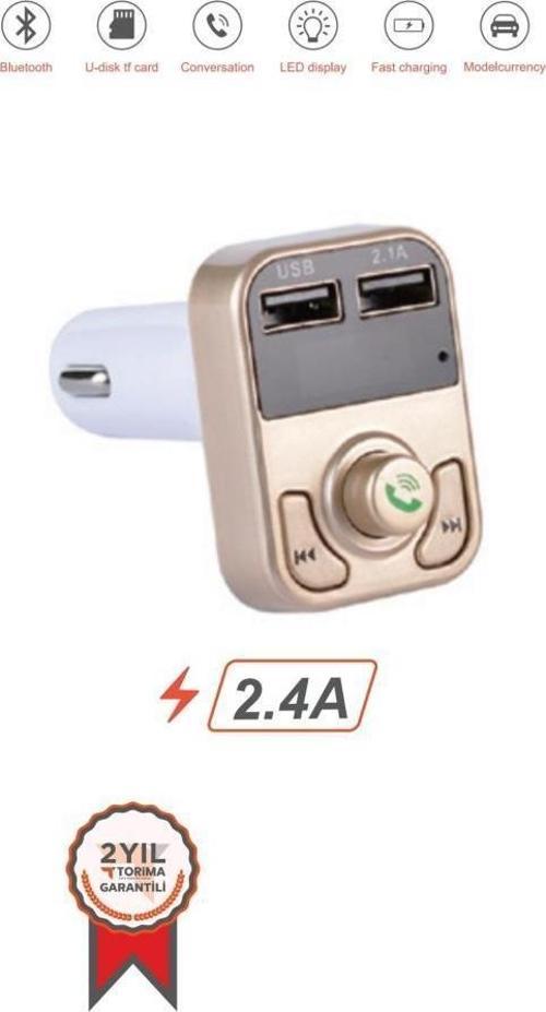 G9 PD Şarj Özellikli Dijital Göstergeli Bluetooth Fm Transmitter Gold