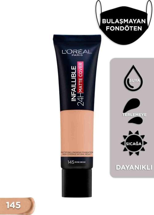 Infaillible 24H Matte Cover Yüksek Kapatıcı Fondöten - 145 Rose Beige