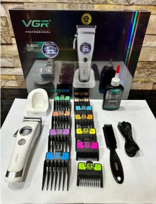 V-880C Profesyonel BLDC Motorlu Şarjlı Saç Kesme Makinesi - Seramik Bıçaklı, Standlı