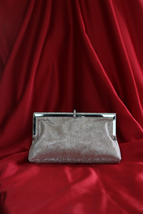 Rose gold burgu dokulu kristal burslu abiye el çantası