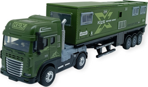Metal Tır 1:24 - Sesli Işıklı Karavan Tır 39 cm - Yeşil