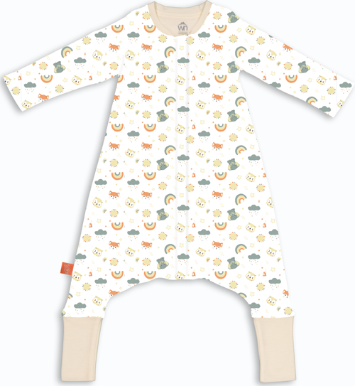 Merino Yün Sunny Temalı Çift Katlı Uzun Kollu Çocuk Uyku Tulumu