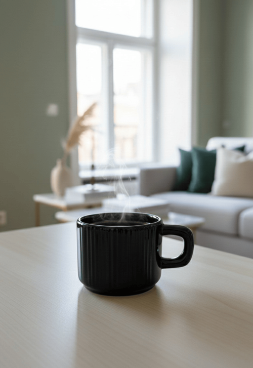 El Yapımı 260 ml Siyah Parlak Seramik Mug Çay Kahve Kupası MIT1301