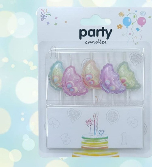 Renkli Kelebek 5 li Mum Set
