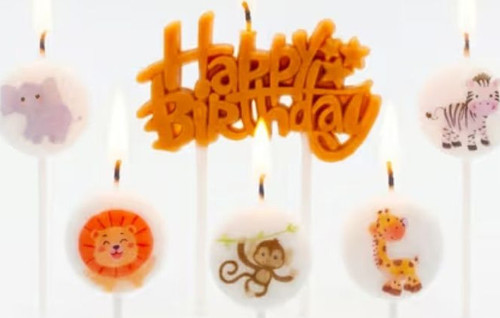 Happy Birthday Safari Hayvanları 5 li Mum