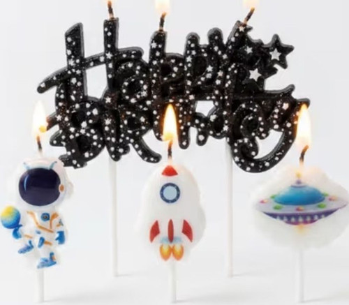 Uzay Teması Happy Birthday 3lü Mum Set