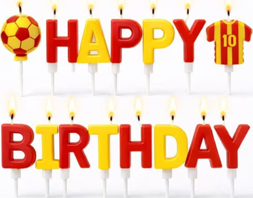 Taraftar Temalı Futbol Topu Happy Birthday Sarı Kırmızı Mum Set