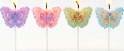 Renkli Kelebekler 4 lü Mum