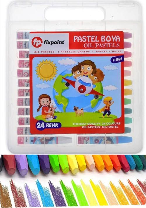 24 Renk Pastel Boya Plastik Çantalı 1 Paket Fixpoint 24 lü Pastel Boya Çok Renkli Pastel Boya Resim Okul Öğrenci