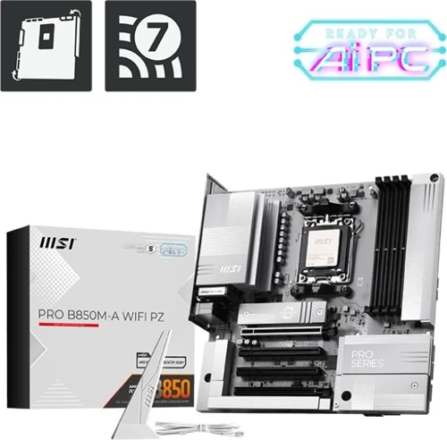 PRO B850M-A WIFI PZ DDR5 AMD B850 AM5 Soket DDR5 8200MHz+(OC)MHz mATX Anakart