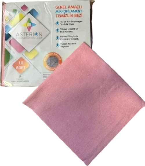 Mikrofilament Pembe Temizlik Bezi 40x40 cm 10'lu