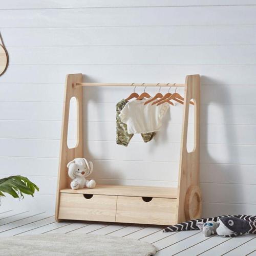 Arabalı Montessori Askılık Çocuk Odası Şifonyer Montessori Dolap