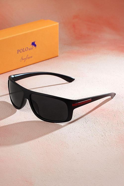 Erkek Polarize Motorcu Güneş Gözlüğü Parlak Siyah