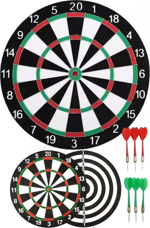 Çift Taraflı Dart Tahtası ve 6 Adet Metal Uçlu Ok 40cm Bullseye