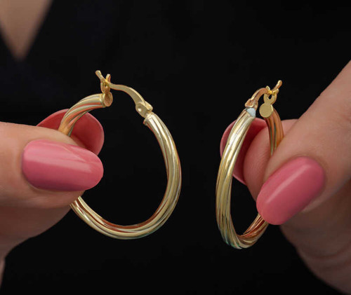 Gümüş Gold 3 mm Burgu Şarnel Küpe