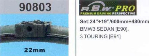 Silecek Seti Hybrıt Tip Kancalı Bmw 3 Serıes Sedan E90 05-09 24"+19" 600Mm+480Mm (1 Tk )