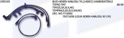 Buji Ve Bobin Kablosu Tk.Fıat Tıpo Tempra Sx Slx Sw Ak (1 Tk )