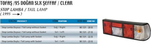 Stop Lamba Şeffaf Duysuz 95 Fıat Slx Sol (1 Ad )